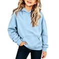 thumbnail image 2 of Paiwinds Casual Big Girls Hooded Pullover Hoodie Long Sleeve Sweatshirt with Kangaroo Pocket Regular Fit Solid Color Activewear for Teen Girls, 2 of 9