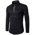 thumbnail image 1 of Chemises pour Hommes à Manches Longues Hommes Décontracté Imprimé Col Montant Chemise de Base à Manches Longues Blouse Chemises pour Hommes à Manches Longues, 1 of 3