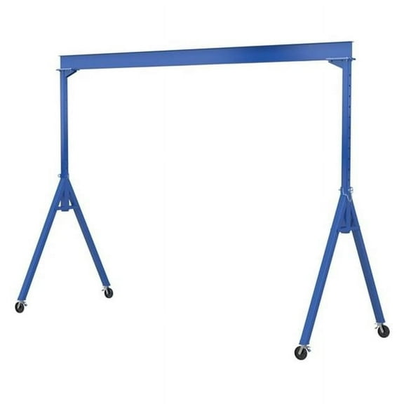 Vestil AHS-4-15-10-VG 4000 lbs 15 x 10 ft. Steel Adjustable Height Gantry Crane with V-Groove Ductile Casters - Blue