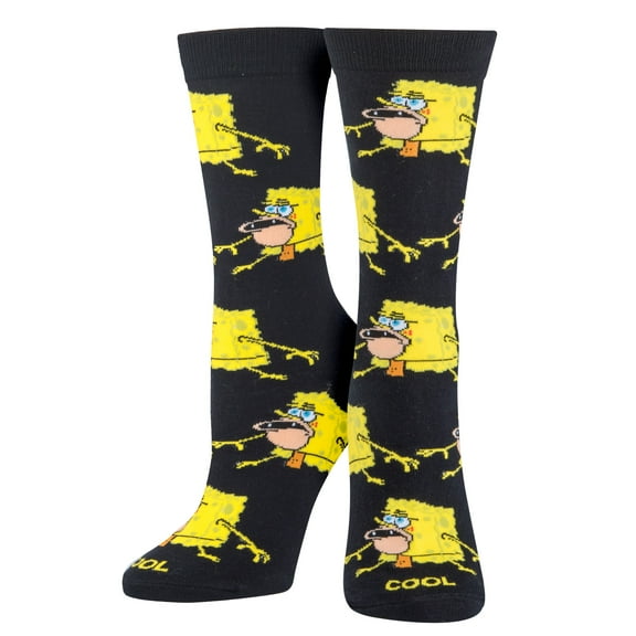 Cool Socks, Pre-Historic SpongeBob, Womens Crew Length, Funny Graphic Print- Large