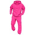 thumbnail image 6 of Mens 2 Piece Outfits Long Sleeve Half Zip Hoodies Joggers Solid Color Pullover Casual Streetwear Comfortable Tracksuit Men Hot Pink L, 6 of 8