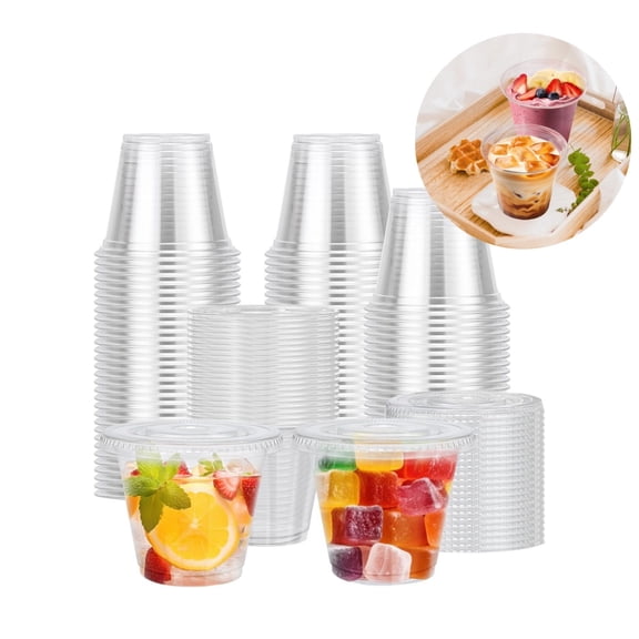 50pcs Disposable Parfait Cups,HYG Durable Plastic Dessert Cups,2.9x1.9x2.4in Portable Mini Dessert Bowls for Smoothie,Milkshake