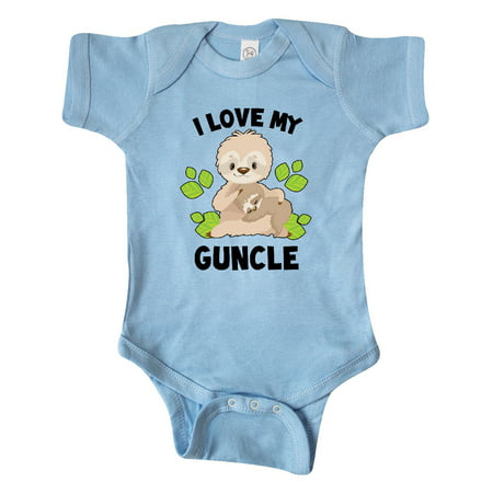 

Inktastic Cute Sloth I Love My Guncle with Green Leaves Gift Baby Boy or Baby Girl Bodysuit