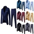 thumbnail image 1 of Conjunto de traje ajustado de 3 piezas para hombre, chaqueta sólida, chaleco, pantalones, conjunto de negocios/traje #nyfs001, 1 of 3