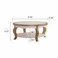 thumbnail image 7 of Round Wood Coffee Table with Glass Top, Solid Wooden Center Table with Curved Legs and Removable Tempered Glass for Living Room, Small Space Friendly, 7 of 7