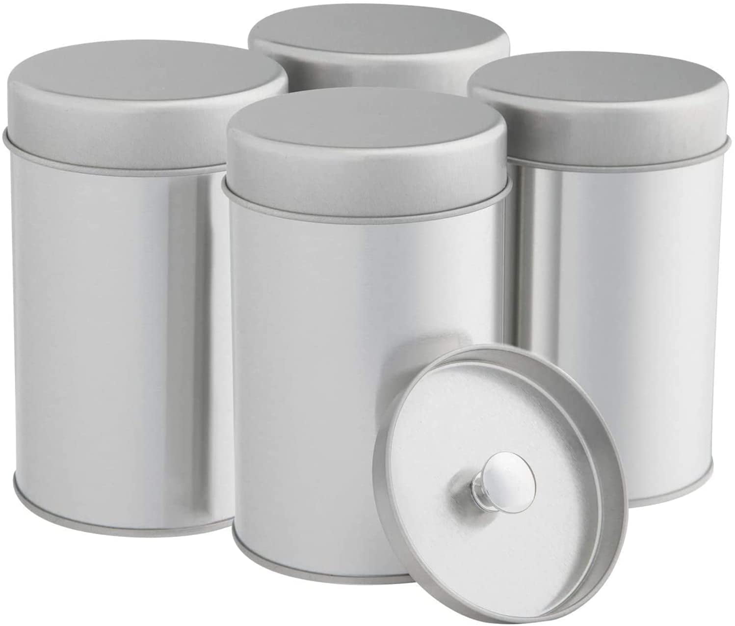 Small Kitchen Canisters for Tea Coffee Sugar Storage Loose Leaf Tea Tin Containers by SilverOnyx Tea Tin Canister with Airtight Double Lids for Loose Tea Tea Canister 1 pc 