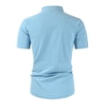 thumbnail image 4 of Antinious Summer Beach Shirt Men,Oversized Tshirts for Man,Mens Short Sleeve Shirts Button up Linen Shirt Solid Neck Fashion Casual Blouses,Light Blue,XL, 4 of 4
