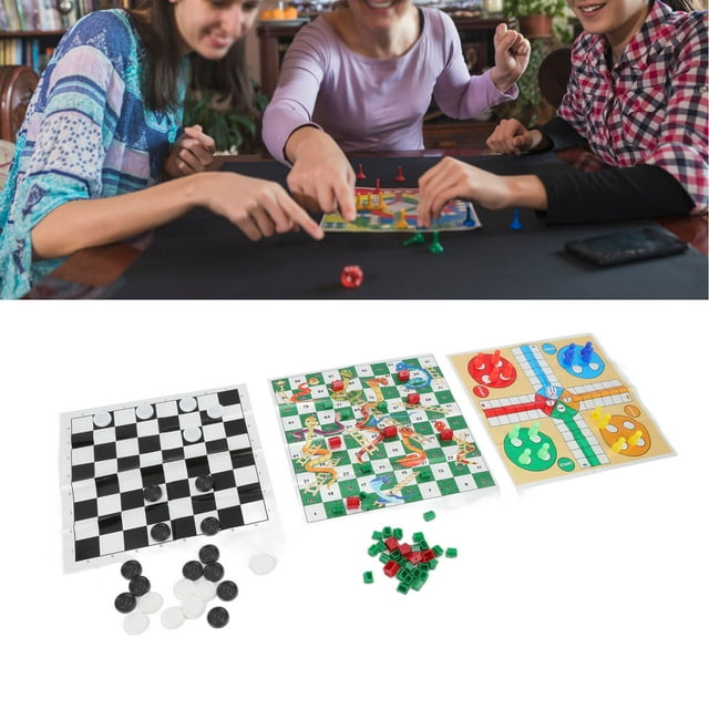 Damas 4 En 1 Juego De Juegos De Mesa Patrón Claro Damas Internacionales Portátiles Plegables Ajedrez Volador Para Niños