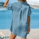 thumbnail image 4 of Vestido de Manga Larga para las Mujeres Caída Color Sólido Solapa Bolsillo de Manga Corta, Vestido Corto de Manga Larga para las Mujeres Longitud de Rodilla Casual, 4 of 8