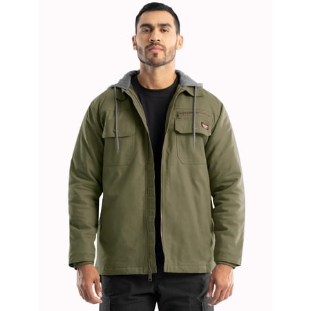 Wrangler Workwear Men's Quilted Lined Work Shirt Jacket with Hood, Size S-5XL (Men's and Big Men's)