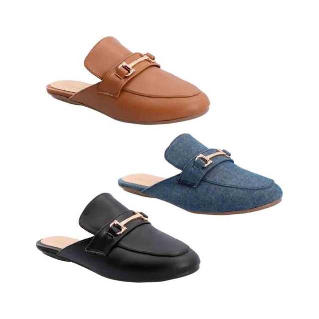 Zapatos Mule Dama Flats Casuales Mujer Tripack multicolor 25 COSMO PARIS BY BESER 8103