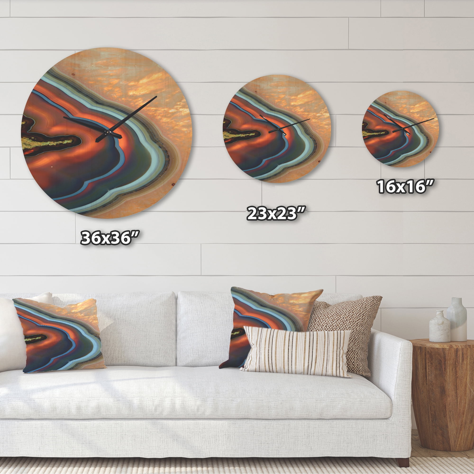 Designart 'Fractal Mineral Texture ' Modern Wood Wall Clock