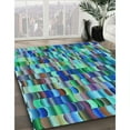 thumbnail image 3 of Ahgly Company Machine Washable Indoor Rectangle Transitional Blue Jay Blue Area Rugs, 2' x 5', 3 of 7