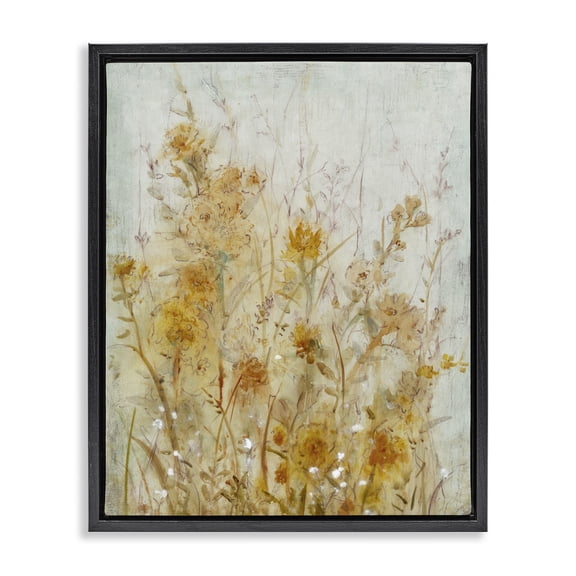 Stupell Industries Farmhouse Abstract Wildflowers Blooming Black Floating Frame Canvas Art, 25 x 31, by Tim O'Toole