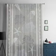 thumbnail image 5 of Gray Coastal Semi Sheer Curtains Drapes for Living Room, Bedroom, French Doors Window 84 Inches Long, Nautical Beach Summer Sea Starfish Coral Rod Pocket Chiffon Curtain Drapery Voile Drape Panel, 5 of 6