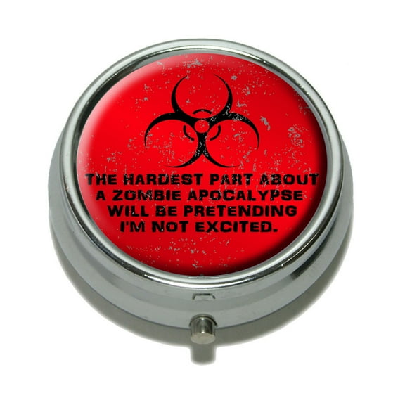 Hardest Part About A Zombie Apocalypse Red Distressed Pill Box