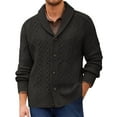 thumbnail image 2 of dGslk Men’s Shawl Collar Cable Knit Cardigan Sweater Button Down Chunky Knitwear Classic Fit Warm Long Sleeve Outerwear for Fall Winter Spring Dark Gray 2XL, 2 of 2