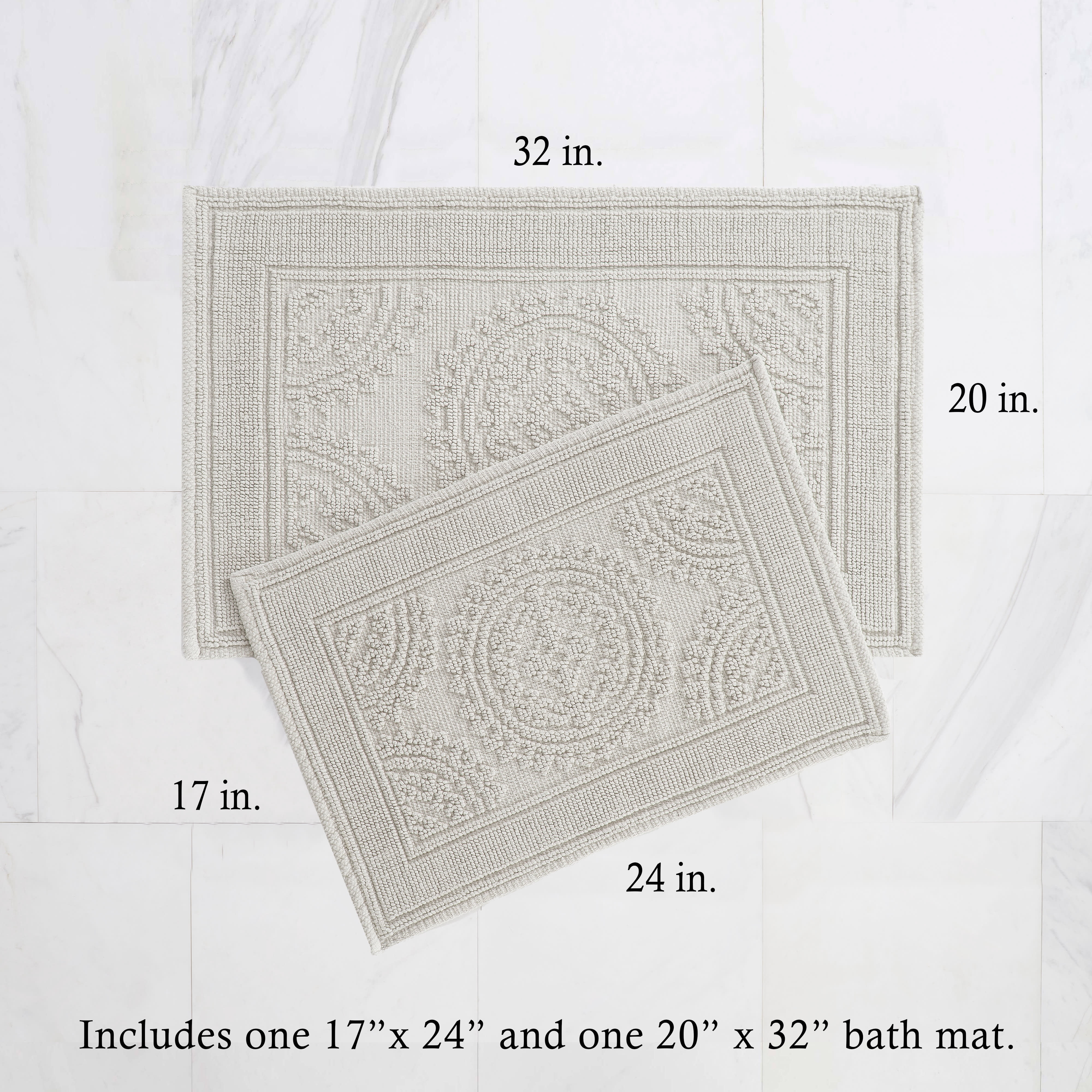 Light Grey, Medallion, 2-Piece Bath Rug Set, Jean Pierre