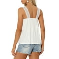 thumbnail image 3 of INSPIRE CHIC Casual Sleeveless Top for Women's Square Neck Panel Lace Ruffles Tank Tops XL White, 3 of 6