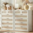 thumbnail image 3 of 6 Rattan Drawer Dresser, Rustic White Dressers for Bedroom with Chest of Drawers, Wooden Cabinet for Bedroom, Living Room, Entryway, 3 of 7