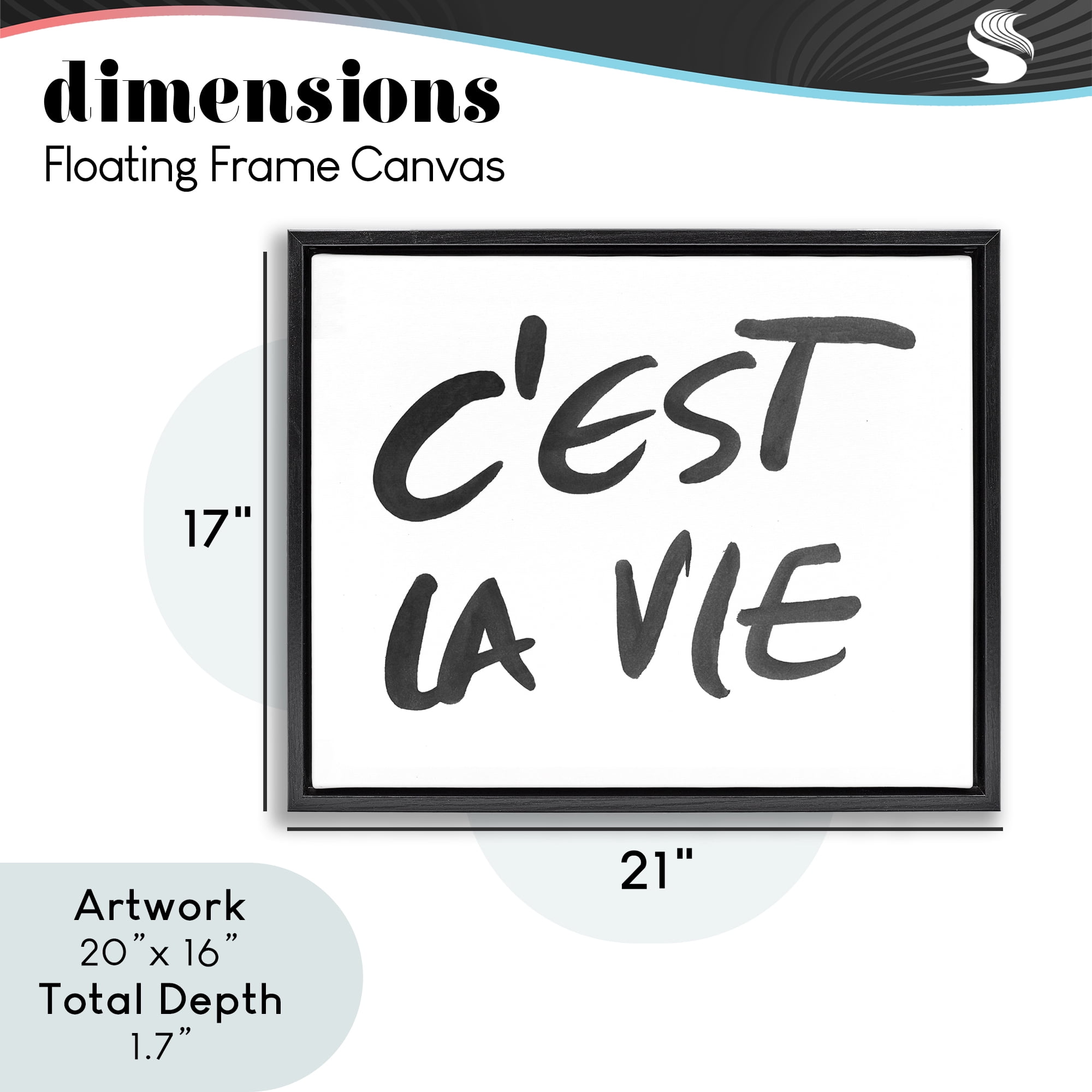 Stupell Industries C'est La Vie Minimal Text Black Framed Floater Canvas Wall Art, design by SD Graphics Studio