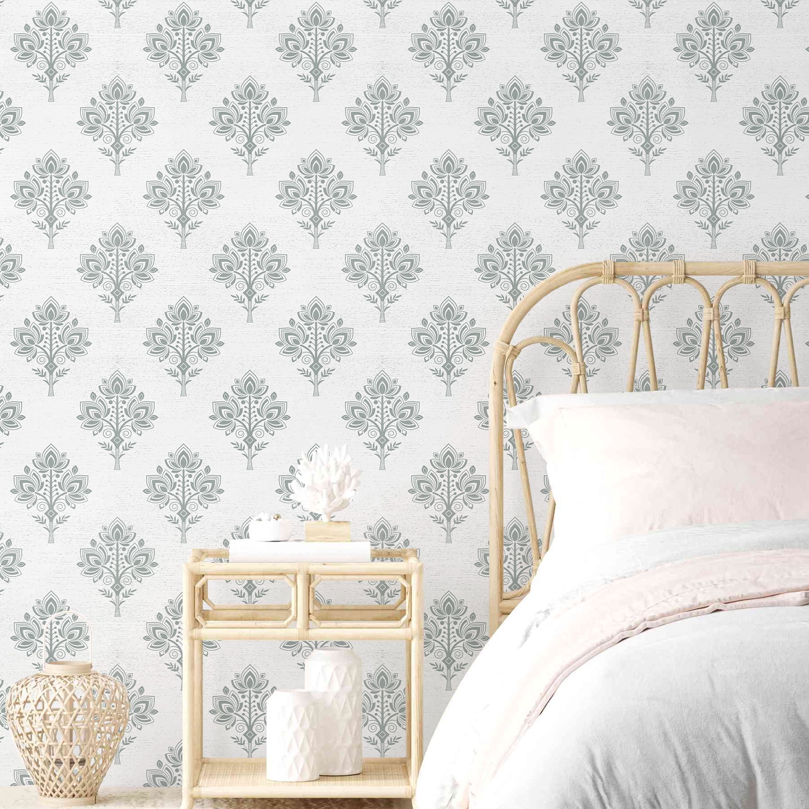 DAZLUTE Wallpaper Peel and Stick Green Floral Contact Paper Self Adhesive Wallpaper for Home Walls 17.7"x394"