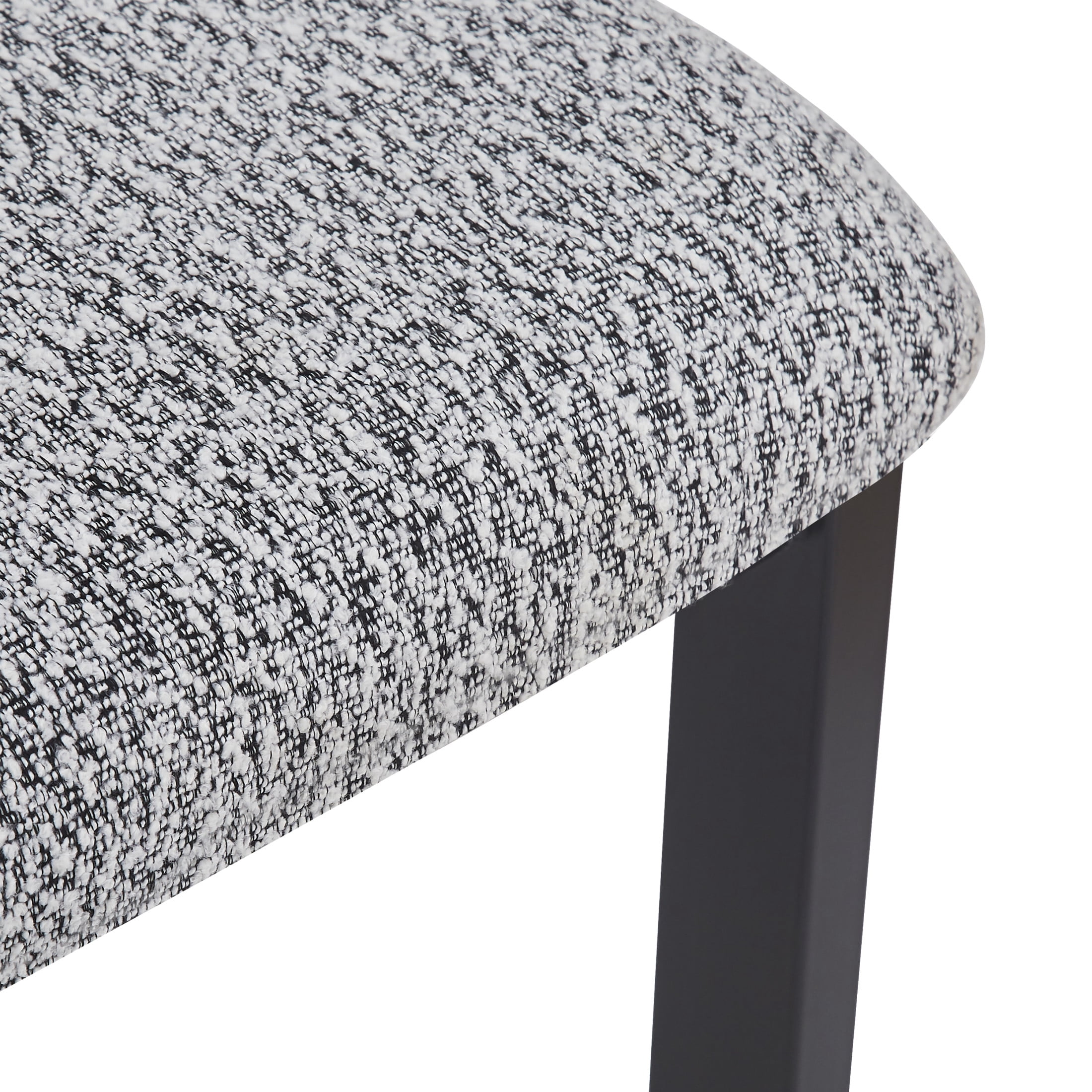 Simplicity Armless Dining Chairs with U-Shaped Seats & Metal Legs, White+Black, Set of 2