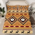 thumbnail image 2 of Feelyou Retro Hippie Aztec Twin Sheet Sets for Men, Burly Wood Stripe Triangle Twin Fitted Sheet, Wildlife Deer Moose Flat Sheet, Super Cozy Room Decor, 3-Piece, 2 of 7