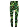 thumbnail image 4 of lcziwo Women's St Patricks Day Running Leggings Funny Shamrock Clover Print Soft Stretchy Yoga Pants Casual High Waisted Tummy Control Tights Green M, 4 of 5