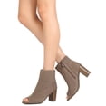 thumbnail image 6 of New Women Breckelles Amber-32 Nubuck Peep Toe Perforated Chunky Heel Bootie, 6 of 6