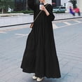 thumbnail image 1 of Generic 2025 Women's Long Large Hem Dress Fall Long Sleeve V-neck Flounced Skirt Loose Dress, 1 of 1