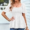 thumbnail image 6 of IROINNID Plus Size For Women Summer Cinched Waist Round Neck Leisure Short Sleeve Solid Tops Spring Saving Clearance, 6 of 8