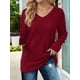 thumbnail image 5 of Blusas de Larga para Mujer, Camisetas con Cuello en V, Suéteres Tipo Túnica Ligeros, Moda Rojo L, 5 of 9