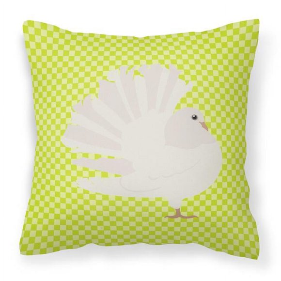 Carolines Treasures BB7776PW1414 Silver Fantail Pigeon Green Fabric Decorative Pillow, 14 x 14 in.