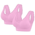 thumbnail image 2 of Lovskoo 2Pc Women's Sports Bra Lace Cami Bra Wireless Tank Top Bra Comfortable Everyday Bras For Women Leisure Pink, 2 of 7
