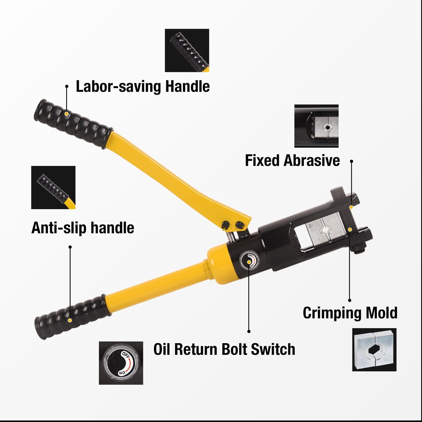 LCyindu 14T Hydraulic Crimping Tool 6AWG-500MCM Battery Cable Crimping Tool with 10 Dies