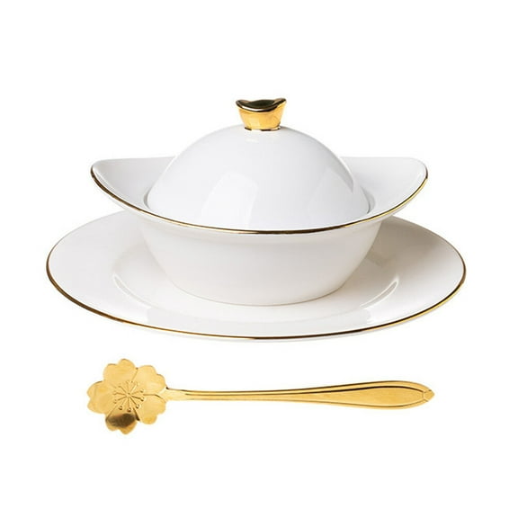 IBASETOY 1Set Ceramic Baking Bowl Set White Steamed Egg and Dessert Baking Bowls