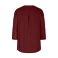 thumbnail image 5 of Blczomt Tunic Tops Women 3/4 Sleeve Plain Red Blouses Dressy Zipper Fall Winter Womens Blouses XXL, 5 of 9