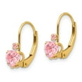 thumbnail image 2 of Madi K 14k  Pink CZ Heart Leverback Earrings, 2 of 4