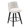 thumbnail image 5 of 25" Swivel Bar Stools Of 2 - Modern Solid Wood Frame With Linen Upholstery & Button Back. Quiet 360° Swivel, Adjustable Leveling Feet. Comfortable For Kitchen Island, Breakfast Bar. White Counter, 5 of 7