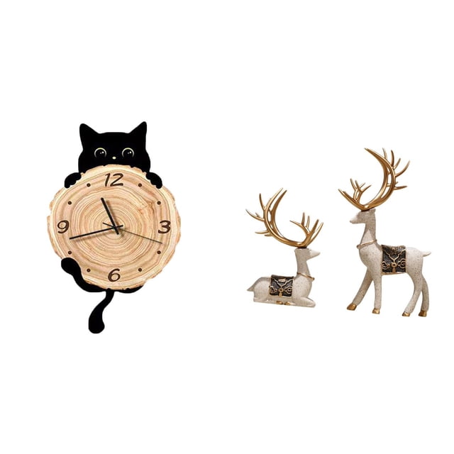 Reloj de pared,Reloj de pared decorativo para baño y dormitorio.,Estatua de alce y ciervo,Figuras de alce y ciervo,decoración del hogar,estatuas de resina,Estatua de escultura decorativa de