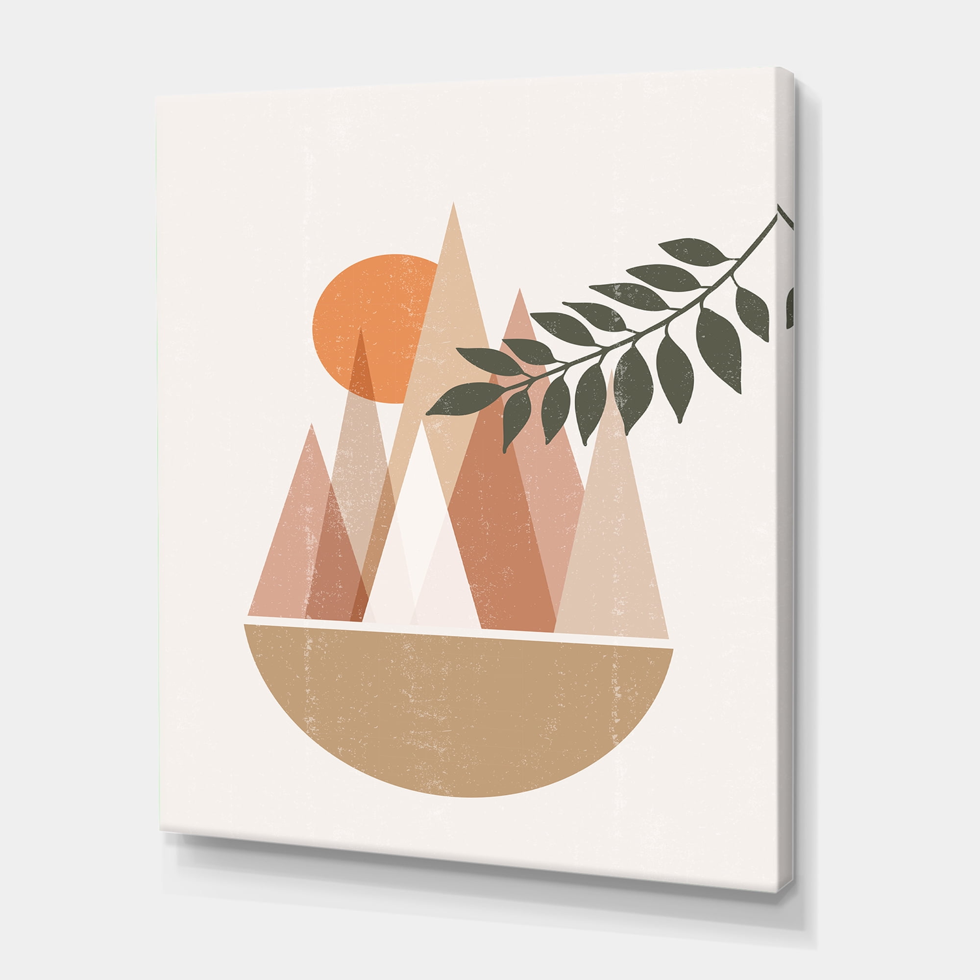 Designart ' Abstract Moon and Sun In Mountains II ' Modern Canvas Wall Art Print