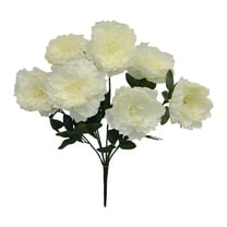 Off-White Peony 21in Artificial Polysilk Faux Fake Open Bloom Flower Bush for Craft Home Garden Outdoor Bouquet Arrangement Ceremony Wedding Arch Floral Wall Aisle Decor (Cream, One each)