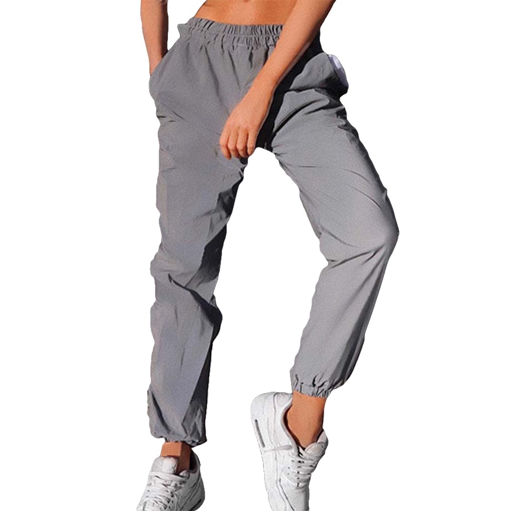 Women Reflective Pants High Waist Loose 