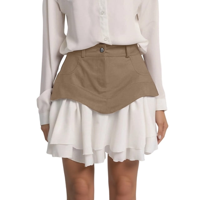 SHIXIAOO Jupe Taille Haute à Ourlet Volanté Évasé Superposé pour Femme, Jupe Courte Décontractée de Fête avec Design Asymétrique pour Usage Quotidien et Sorties Nocturnes, Longues Jupes en Jean pour Femme, Longues Jupes d'Hiver pour Femme, Mignonne
