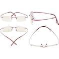 thumbnail image 3 of Eyekepper Blue Light Filter Glasses Women Men - UV Protection Titanium Rimless Computer Eyeglasses - Red, 3 of 6