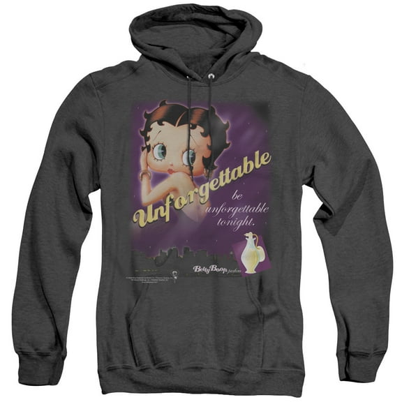 Betty Boop Unforgettable Adult Heather Hoodie Sweatshirt Black