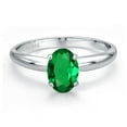 thumbnail image 3 of Gem Stone King PLAT-900 Platinum Green Nano Emerald Engagement Ring for Women | 0.60 Cttw | Oval 7X5MM | Gemstone May Birthstone | Size 8, 3 of 6