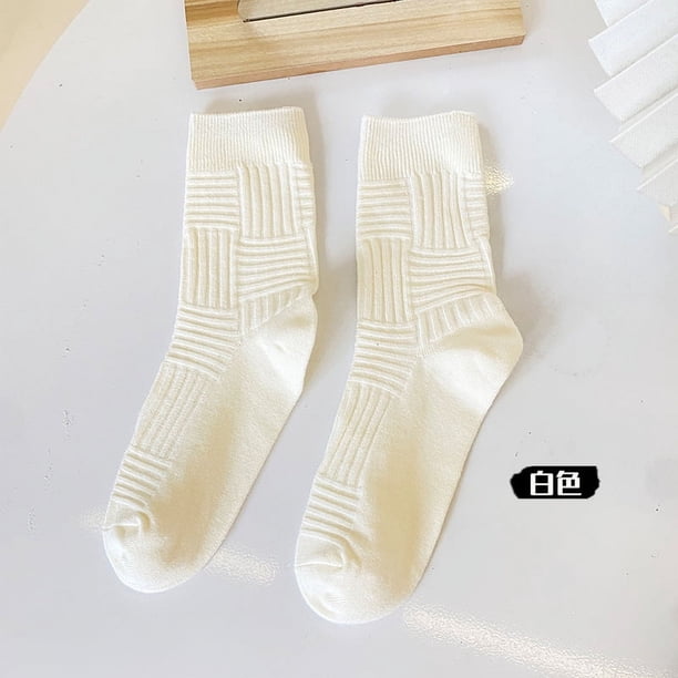 Nvzi 10 pares de calcetines de algodón para mujer, calcetines de vestir finos, suaves, cómodos y transpirables, calcetines por encima del tobillo para negocios (blanco)