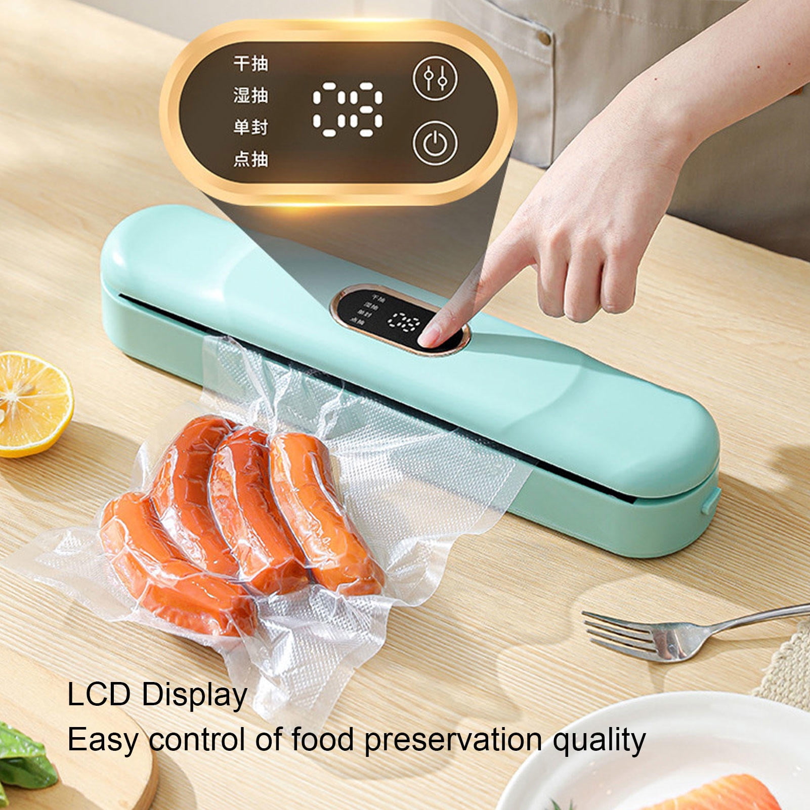 BOKYAN Compact LCD Vacuum Sealer – Powerful Suction, Portable Design, 10‑Bag Seal, Ideal for Home Food Storage